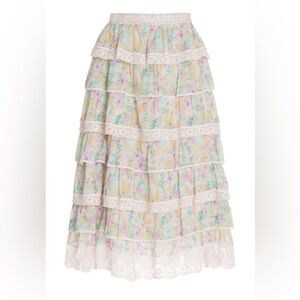 LOVESHACKFANCY Borneo  Tiered Maxi Skirt Size 6